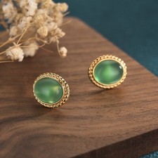 Green Natural Jade Earrings