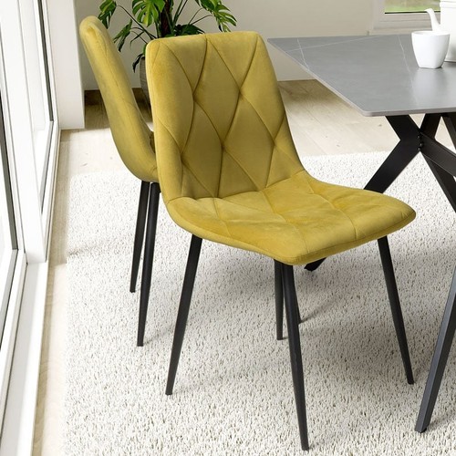 Mustard velvet dining - velvet,