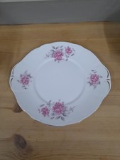 Vintage Duchess Cake Plate/ Sandwich Plate Bone China Eared Pink Roses VGC