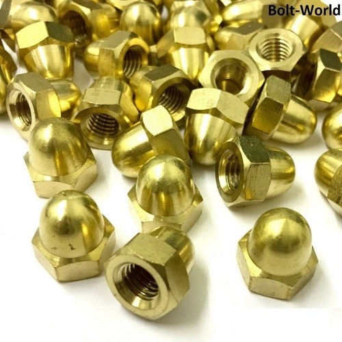 Solid brass hexagon dome nuts - solid,