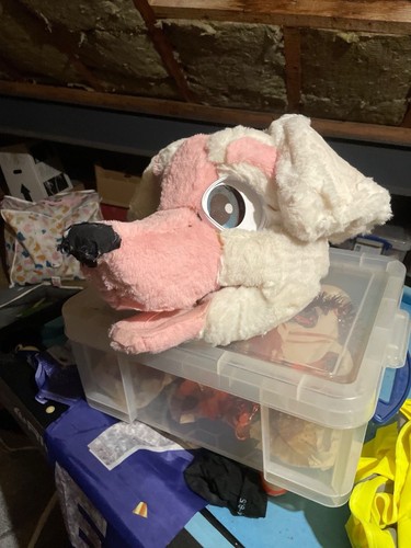 Fursuit head pink - pink, and