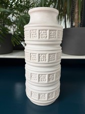 Scheurich 268-30 W.Germany relief vase, matte ivory, 30 cm vintage W.German vase