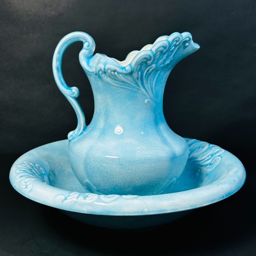 Vintage blue pottery water - vintage,
