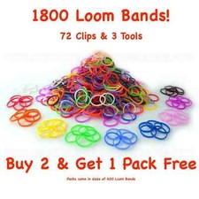 Loom Bands Multi Colour Asorted Bracelet Clip 1800 Rubber Kid Kit Mix Set Bundle