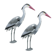 TWIN PACK DECOY HERON FOR GARDEN AND POND FISH KOI CARP DETERRENT PLASTIC SCARER