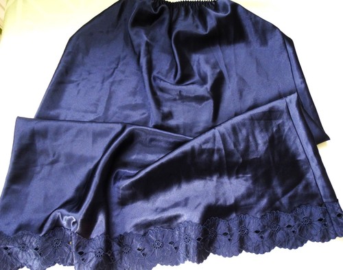 Navy silky slippery feel half - feel,