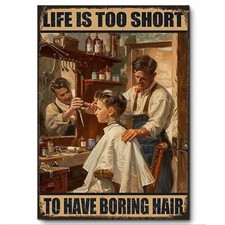 Barber Shop Sign Funny Retro Vintage Style Printed On Sheet Metal Waterproof