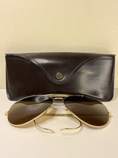 RAY BAN Outdoorsman Vintage 1970s Mens Brown B&L Gold Aviator Sunglasses 62-14