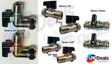 15mm Isolation Valves Service Ball O Fix Valve for Basin Bath 1/2" 3/8"