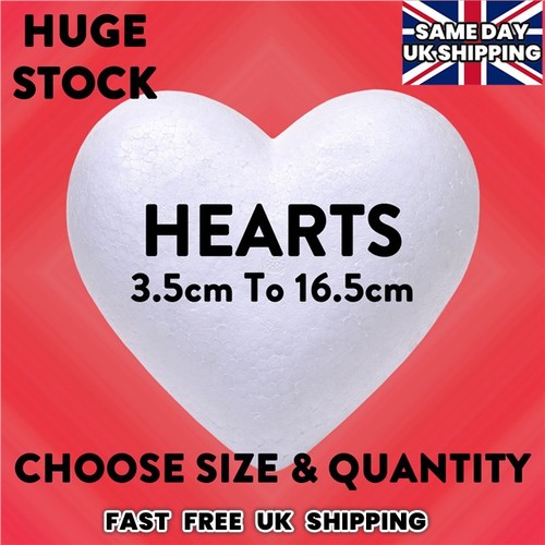 Solid polystyrene hearts - solid, 3.5cm