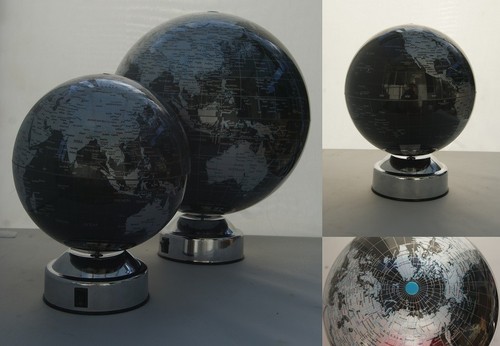Silver black world globe - black,