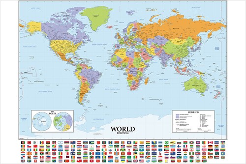 World map political poster - map,