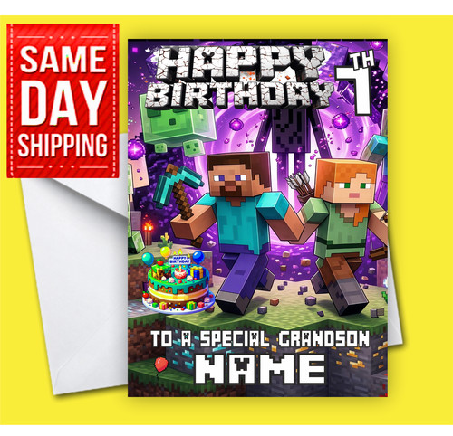 Minecraft birthday card - birthday,