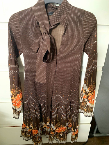 Zara basic brown floral neck - zara,