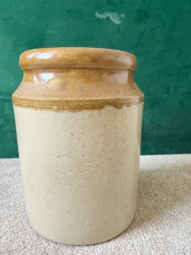 Vintage stoneware crock jar - stoneware,