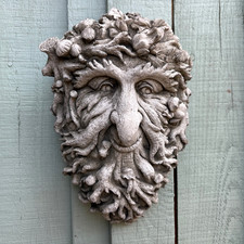 Old Croakwyn Cast Stone Greenman Wall Garden Ornament Woodland Face Sculpture