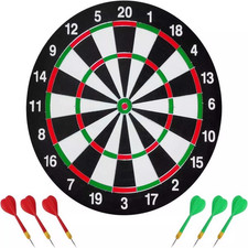 FULL SIZE 17" DARTBOARD SET WITH 6 DARTS FUN FAMILY DART BOARD GAME KID TOY GIFT