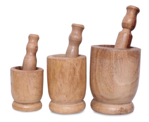 Wooden mortar pestle set - wooden, &