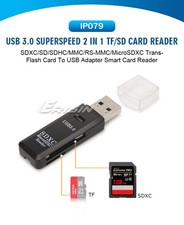 Erisin 2 in 1 USB 3.0 Memory Card Reader Adapter for Micro SD MMC SDHC TF SDXC