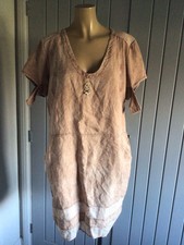 Elisa Cavaletti Cotton Dress Size XL UK 16/18 Peachy Brown Tie Dye Excellent