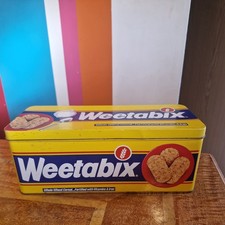Vintage Weetabix Storage Tin  Retro Advertising Design  Large Cereal Tin Prop