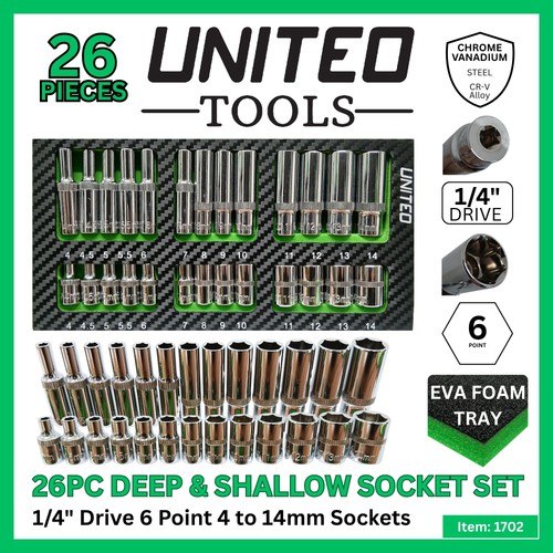 26pc socket set drive crv - set,