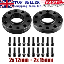 2x 12mm + 2x 15mm Black Alloy Wheel Spacers & Bolts For BMW F30 F31 F32 F33 F34