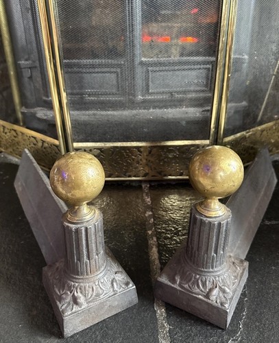 Pair antique brass cast - pair,
