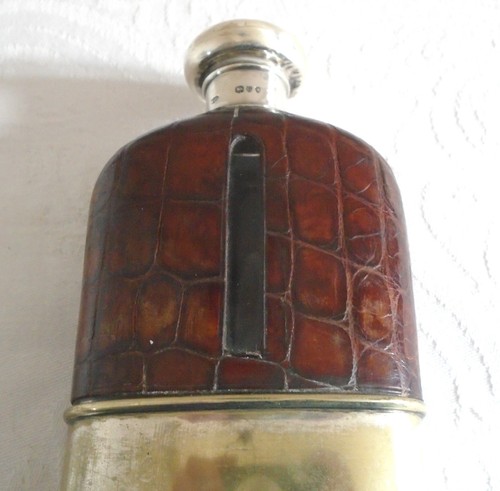 Antique croc leather silver - leather, &
