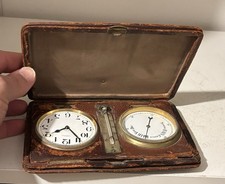Antique Travel Clock Barometer