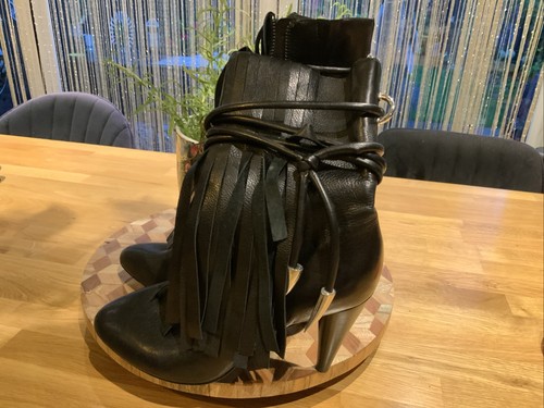 Ash leather tasseled boots - ash,