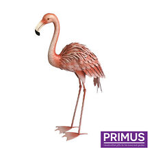 Primus Hand Painted Small Lifelike Metal Flamingo Outdoor Garden Patio Ornament