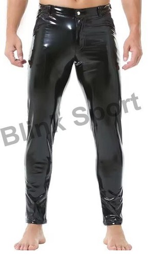 Men black glossy faux - ,