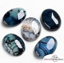 2 DRAGON VEIN AGATE GEMSTONE CABOCHONS OVAL 25mm X 18mm FLAT BACKED CAMEO GCA11