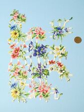 12 x Original Victorian Paper Scraps Colourful Delicate Flowers #43