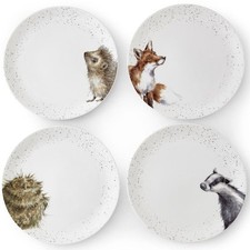 Wrendale Dinner Plates Countryside Animals Set of 4 Bone China Royal Worcester