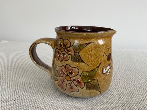 Vintage stoneware floral milk - vintage,