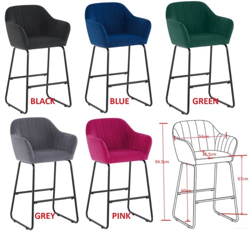 Velvet bar stool fixed height - fixed,