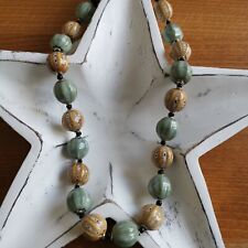 Zukari (formally Kazuri) 'Odara' 18" Porcelain Bead Necklace in Thyme 
