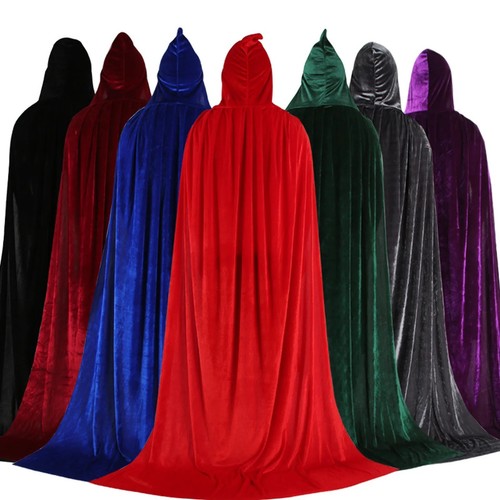 Long velvet hooded cloak - long,