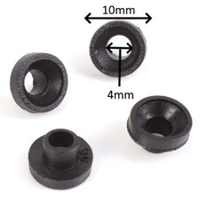 Black flexible plastic washer for installing mirrors or securing glass fixtures