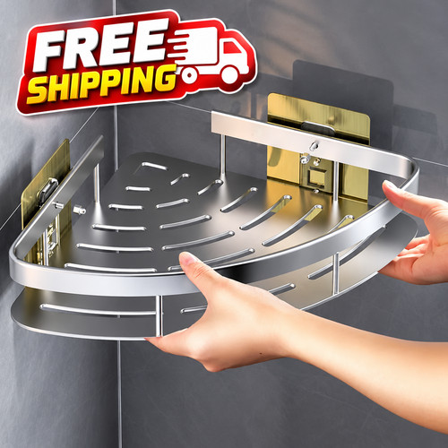 Corner shower shelf - shelf, aluminum