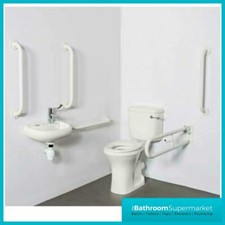 Premier Doc M Pack - Disabled Bathroom Toilet, Basin and Grab Rails - White