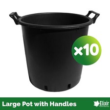 10 x Heavy Duty 30 Litre Plastic Plant Pots with Handles | Containers/Tubs/Pots