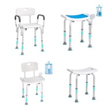 Shower Chair Bath Bench Seat Stool with Back Arms Adjustable Height 350lbs