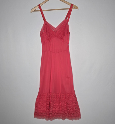 Vintage pink red lace ruffle - vintage,