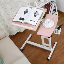 Over Bed Table w/Pen Holder Aid Hospital Chair Height Adjust Laptop Tray Trolley