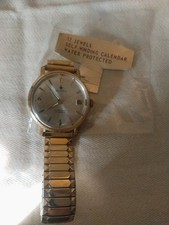 Vintage Buren Men's Mechanical Wrist Watch 17 Jewel Date Duchess Flex Band USA