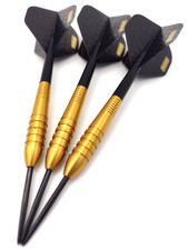 Tungsten Darts 90% Barrels Gold Coating, Stems & Pentathlon Flights 24g or 26g