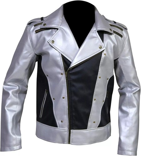 Men punk leather jacket - leather, 100%